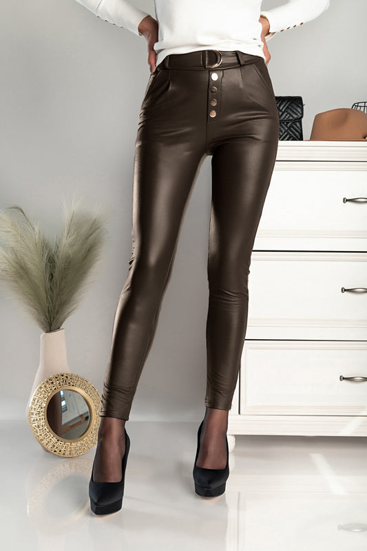 Gilley faux leather skinny pants, brown