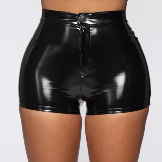 Sexy Black PU Shorts