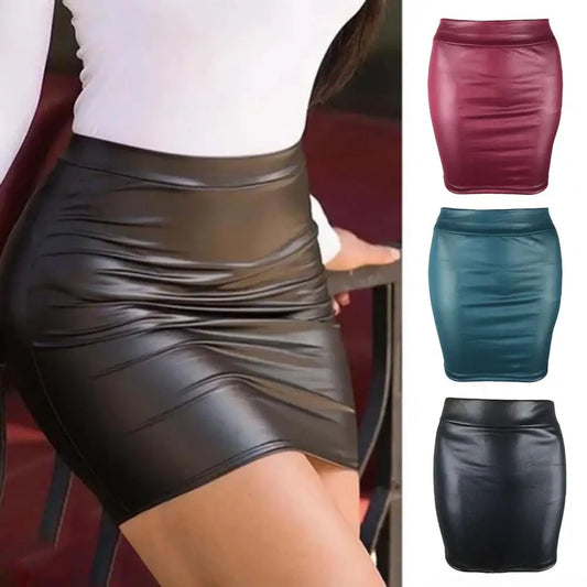 Leather Matte Slim Mini Short High Waist Skirt