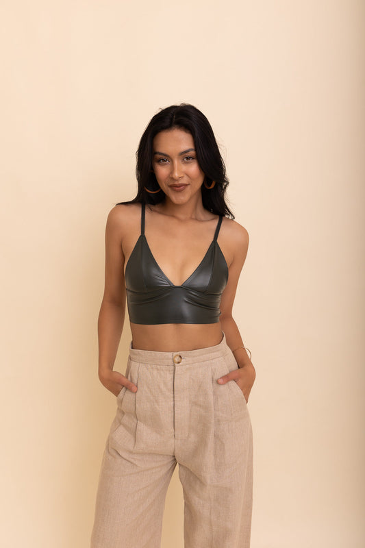 Posh Leather Longline Bralette